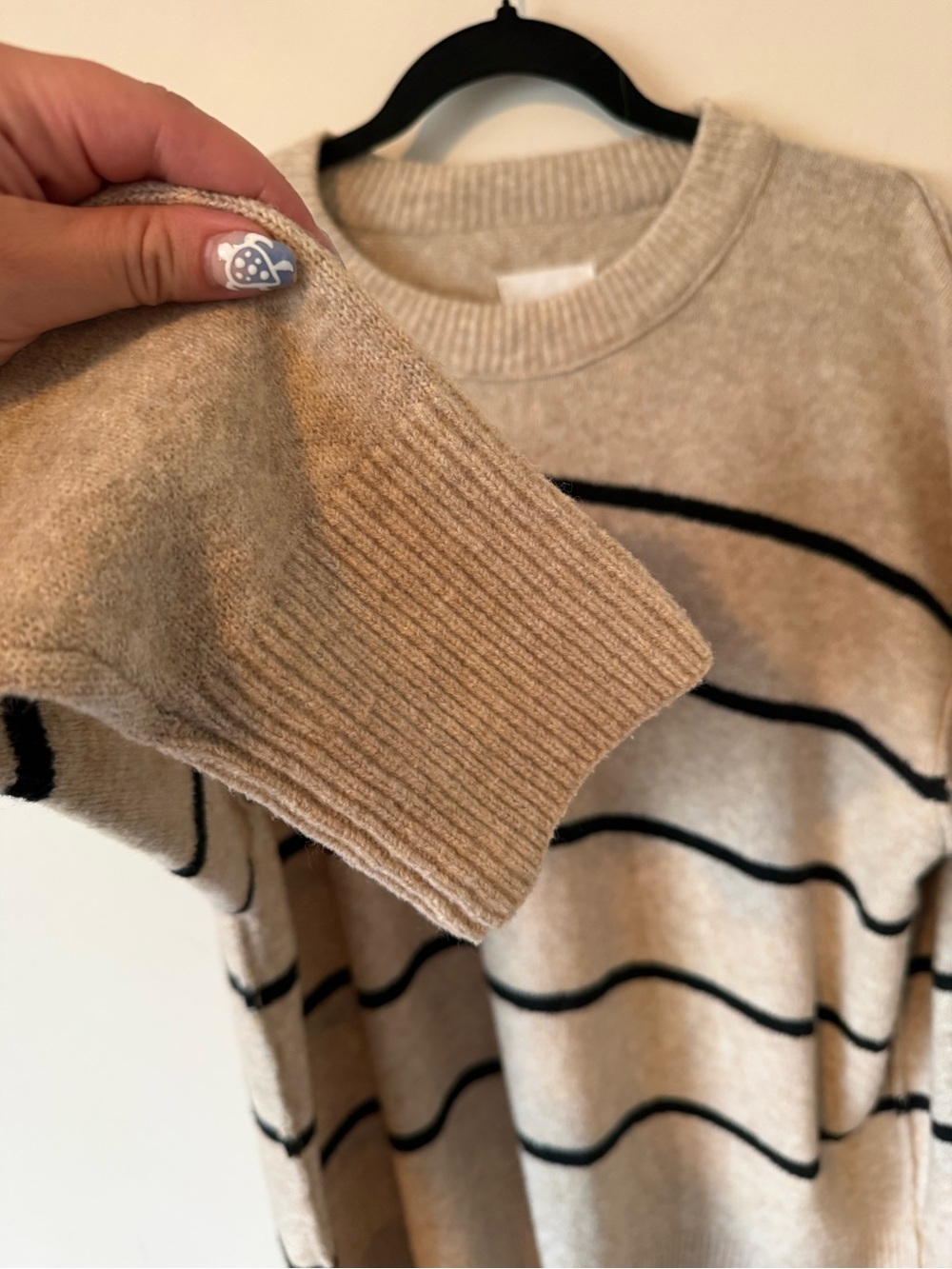 71. | aerie | unREAL Sweater | Beige Sweater with Black Stripes | M - Picture 5 of 7
